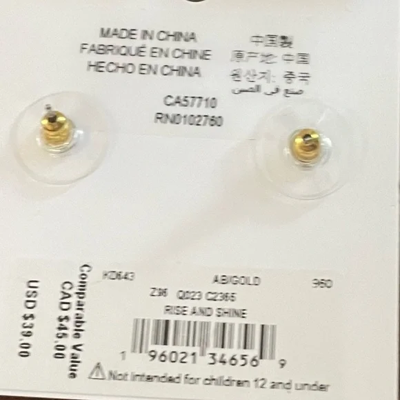 Kate Spade New York “Rise and Shine” Brilliant Round Stud Earrings - New - Picture 3 of 4